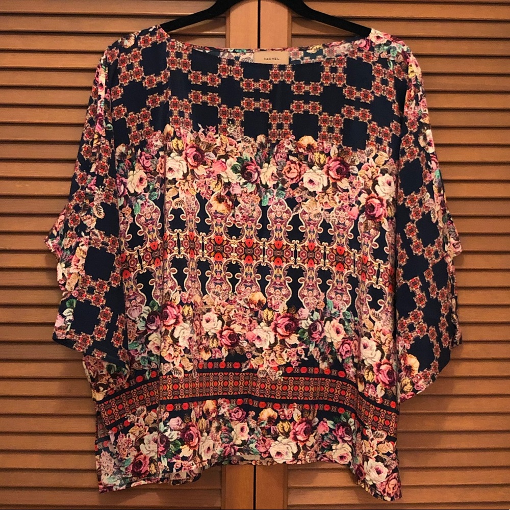 Anthro Kachel Garden tapestry print silk top 10 - Picture 12 of 12